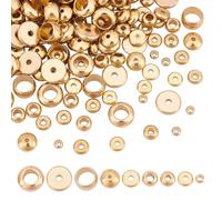 GOMAKERER Circa 180pz Perline Distanziatrici In Ottone 9 stili, Perline Heishi In Metallo Dorato Anello Grezzo Disco Tondo Piatto Perline Rondelle per La Creazione di Gioielli, Braccialetti, Collane