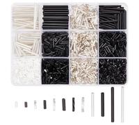 GOMAKERER Circa 2400 Perline di Vetro, 12 Colori Misto, Perline A Tubo Lungo e Distanziatrici Allentate Trasparenti per Gioielli