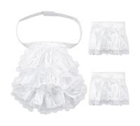 GOMAKERER Jabot e polsini vittoriani - Accessori per costume unisex bianco con 1 cravatta in pizzo increspato e 2 polsini in pizzo