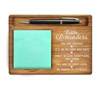 GOMAKERER Porta Note Adesive Motivazionali, Piccolo Promemoria con Parole Organizer per Appunti In Legno di Pino Porta Memo Autoadesivo Decorazione per Ufficio In Legno per Scrivania Da Ufficio Regalo