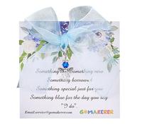 GOMAKERER Qualcosa Blu Come Regalo per La Futura Sposa, Ciondolo con Angolo - Something Blue Da Mamma, Papà, Sorella, Amici con Una Carta