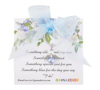 GOMAKERER Qualcosa di Blu Come Regalo per La Futura Sposa, Bouquet Da Sposa con Ciondolo Angelo Blu Regalo di Nozze con Un Buono Regalo Da Mamma e Papà per La Figlia Il Giorno Delle Nozze