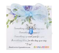 GOMAKERER Qualcosa di Blu Come Regalo per La Futura Sposa, Bouquet Da Sposa con Ciondolo Regalo di Nozze Blu con Una Carta Regalo Da Mamma, Papà, Sorella, Amici
