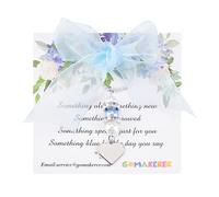 GOMAKERER Qualcosa di Blu Come Regalo per La Futura Sposa, Ciondolo di Bouquet Something Blue Ciondolo di Cuore Regalo di Nozze Blu con Una Carta Regalo Da Mamma, Papà, Sorella, Amici