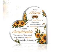 GOMAKERER Regali per Le Amiche per Le Donne, Targa Dell'Amicizia Bestie con Motivo A Girasole per Donna Ricordo In Acrilico di Cuore per Sorella A Natale, Giorno Del Ringraziamento Festa Di Mamma