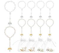 GOMAKERER Set di 28 rosari in 2 colori, 2 colori, perle finte per battesimo, rosario con ciondoli a forma di angelo e sacchetti regalo in organza, per Pasqua, battesimo, festival, gioielli regalo