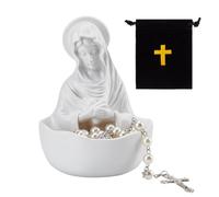GOMAKERER Set di 3 supporti per rosario, con statua della nostra amata moglie della grazia, statua di Maria con rosario di perle, collana a croce e sacchetto di velluto, set regalo