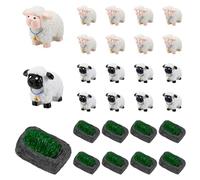 GOMAKERER Set di 30 statuette di pecora in miniatura, 20 pezzi, statua di pecora, in resina, 2 stili, colori misti, 10 pezzi, mini mattoni, accessori per il giardino delle fate, decorazione della casa