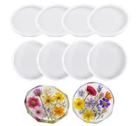 GOMAKERER Set di 8 stampi in silicone per sottobicchieri, stampi rotondi per fai da te, sottobicchieri in resina UV, creazione di gioielli in resina epossidica
