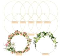 GOMETY: 10 Anelli Metallici Dorati Con Supporti In Legno, Per L'Artigianato, Per Corone Da Matrimonio E Decorazioni Murali, Atmosfera Romantica Per Le Feste (25cm/Oro)