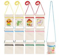 GOMETY 12 sacchetti in tela da dipingere, per bambini, borsa a tracolla per bambini, borsa in cotone, piccole borse a tracolla da dipingere (17 x 13 cm)