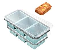 GOMETY 2 contenitori per congelatore in silicone antiaderente con coperchio, 3 cubetti, impilabili, senza BPA, lavabili in lavastoviglie, per zuppa, salsa, brodo e alimenti per bambini