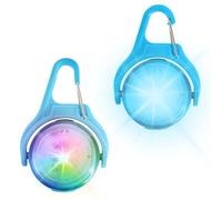 GOMETY 2 luci per cani a LED ricaricabili, 4 modalità, collare per cani con clip on RGB, luce di sicurezza per animali domestici, IPX8, impermeabile, per passeggiate, imbracatura per cani (blu)