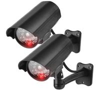 GOMETY 2 pezzi fotocamera Atrappe per esterni, fake telecamera di sicurezza con LED rosso lampeggiante, telecamera di sorveglianza per esterni, CCTV, manichino, telecamera di sicurezza falsa per