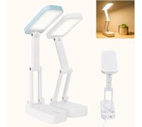 GOMETY 2 pezzi lampada da scrivania a LED pieghevole, lampada da tavolo a LED, senza fili, con batteria da 3000 mAh, lampada da lettura, dimmerabile, con 3 modalità di luce, USB, ricaricabile, per