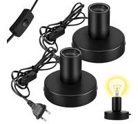 GOMETY 2 portalampada E27 con interruttore, portalampada E27 con cavo di alimentazione da 1,8 m, interruttore per cavi fai da te, lampada a sospensione, lampada da scrivania industriale