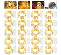 GOMETY 20 mini luci a LED con batteria, 2 m, 20 LED in rame, funzionamento a batteria, per interni, impermeabili, per feste, matrimoni, Natale, decorazioni