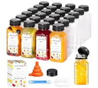 GOMETY 24 Bottiglie di Plastica da 150 ml da Riempire, Riutilizzabili, con Spazzola per la Pulizia, Imbuto in Silicone, Per Liquidi Vari, Spezie e Condimenti