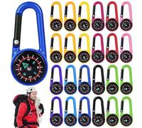 GOMETY 24 mini bussola colorata con moschettone, portachiavi con bussola e moschettone, portachiavi portatile, multifunzione, per attività all'aperto, campeggio, escursioni, colore casuale