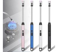 GOMETY 4 accendini elettrici ad arco elettrici, ricaricabili USB, accendino elettronico lungo, per candele, barbecue, campeggio, camino (colore )