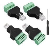 GOMETY 4 adattatori RJ12 a 6 pin, connettori modulari RJ12, 6P6C, RJ12, connettori a vite RJ12, per telefono, accoppiatore di cavi CCTV, cavo per cuffie Cat3