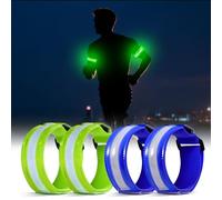 GOMETY 4 bracciali a LED ricaricabili USB, 6 colori, 3 modalità di luce, a LED, riflettenti, di sicurezza, per jogging, corsa, corsa (verde + blu)
