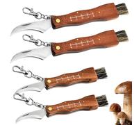 GOMETY 4 Pezzi Coltello per Funghi con Spazzola e Righello, Coltello Pieghevole Tascabile per Raccolta Funghi e Tartufi, Set Accessori Funghi da Esterno, Idea Regalo