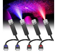 GOMETY 4 pezzi coperta auto Starlight, proiettore cielo stellato auto atmosfera interna luce LED auto auto Ceiling Starlight diverse modalità USB plug and play luce notturna per auto soffitto camera