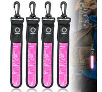 GOMETY 4 pezzi LED lampeggiante ciondolo riflettente, 3 modalità LED per bambini, luce di sicurezza riflettente, per zaini, escursioni, corsa (rosa)