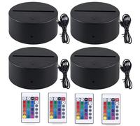 GOMETY 4 pezzi luce notturna a LED 3D, attacco LED con telecomando e cavo USB, lampada a illusione 3D, 7 colori, dimmerabile, lampada decorativa per acrilico e plexiglas, luci decorative