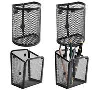 GOMETY 4 pezzi magnetici portapenne a rete, cestino magnetico in metallo, organizer da scrivania, organizer magnetico, colore nero, per cancelleria, accessori per frigorifero (2 stili)