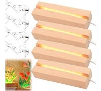 GOMETY 4 piedistalli a LED in legno, base illuminata, supporto rettangolare in legno, base per display a LED