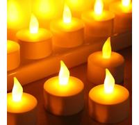 GOMETY 48 lumini a LED: 3,8 x 4,5 cm, senza fiamma, luce bianca calda, alimentati a batteria, candele a batteria, candele per Natale, matrimoni, feste 100 ore +