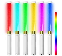 GOMETY 6 bastoncini luminosi a LED, 15 colori, accessori per feste, set di luci a LED, per feste, concerti, matrimoni (bianco)