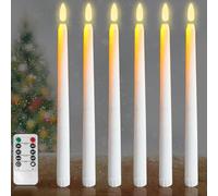 GOMETY 6 candele a LED con funzione timer, candele a punta senza fiamma con telecomando, avorio, fiamma tremolante, per decorazioni natalizie, camere, matrimoni e feste