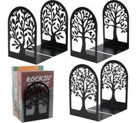 GOMETY 6 fermalibri in metallo, fermalibri per libri, con motivo cavo, design a libro, con fermaporta antiscivolo, per scuola, casa, ufficio, 175 x 120 x 85 mm (nero)