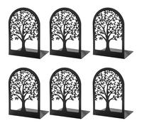 GOMETY 6 fermalibri in metallo nero, fermalibri per libri con motivo cavo, design a libro, con fermaporta antiscivolo, per scuola, casa, ufficio, 175 x 120 x 85 mm