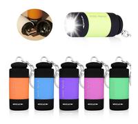 GOMETY 6 mini torcia LED per bambini, con rivestimento in silicone ricaricabile USB, impermeabile, con portachiavi (6, blu, verde, giallo, rosa, arancione, viola)