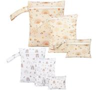 GOMETY 6 sacchetti per il naso, per l'asilo, per il bagno, riutilizzabili, con stampa cartoni animati, borsa pannolini chiusura lampo, colori misti