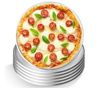 GOMETY 6 teglie rotonde per pizza in acciaio inox, 26 cm, in acciaio al carbonio rivestito, teglia per pizza, sana, atossica, facile da pulire e lavabile in lavastoviglie