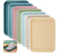 GOMETY 7 vassoi in plastica, antiscivolo, rettangolari, 30,5 x 23 x 2 cm, 7 angoli arrotondati, plastica PP, per cucina, sala da pranzo