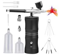 GOMETY Aerografo con compressore, kit da 34 PSI con ugello da 0,4 mm, pistola a spruzzo wireless ricaricabile per graffiti, tatuaggi, unghie, trucco e decorazione di torte.