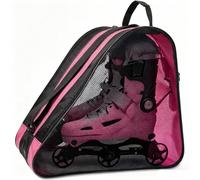 GOMETY Borsa per pattini a rotelle, per bambini e adulti, per pattinaggio su ghiaccio, pattini a rotelle, tracolla regolabile, traspirante e robusta (rosa)