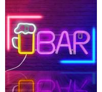 GOMETY Cartello neon, LED Bar Neon Sign, USB o batteria 3-AA, luce blu per bar, decorazione da parete