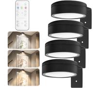 GOMETY Confezione da 4 batterie per immagini alimentate con telecomando, lampada da parete per interni, illuminazione da parete a LED, con 3 modalità di colore, dimmerabile, luce magnetica