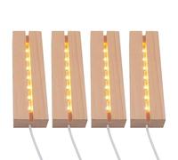 GOMETY Confezione da 4 prese LED, base luminosa a LED, base luminosa USB illuminata in legno per cristalli a blocchi di vetro (bianco caldo)