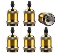 GOMETY Confezione da 6 portalampada Edison vintage E27, in bronzo, alloggiamento in alluminio, attacco per lampadina Edison fai da te, da parete, da tavolo o a sospensione (oro)