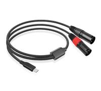 GOMETY Connettore USB C a doppio XLR, cavo microfono da 3 m tipo C a 2 XLR, cavo amplificatore di potenza stereo a filo intrecciato per amplificatore audio XLR, compatibile con PC, telefono,