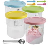 GOMETY Contenitori Creami: 4 Pezzi Senza BPA Contenitori per Gelato, Accessori per Macchina per Gelato Ninja Creami, Lavabile in Lavastoviglie e a Prova di Perdite (680ml, Multicolore)
