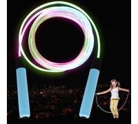 GOMETY Corda per saltare luminosa per bambini, con luce LED, regolabile, manici antiscivolo in TPE, ABS + PVC, blu, per esercizio e fitness